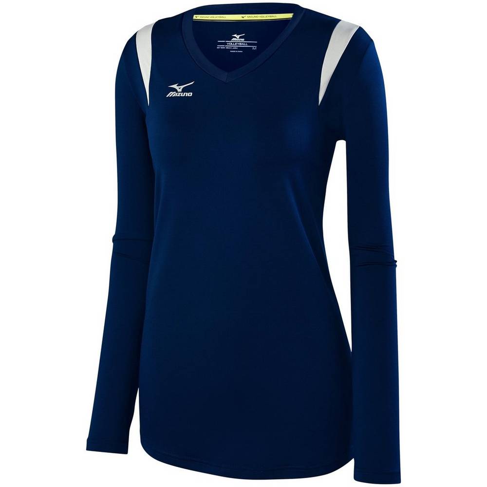 Jersey Mizuno Voleibol Balboa 5.0 Long Sleeve Para Mujer Azul Marino/Plateados 9257483-AQ